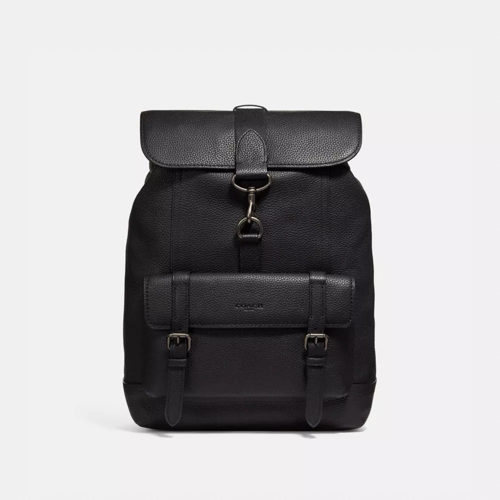 Coach Bleecker Backpack Rucksack Pebble Leather Black / Gunmetal